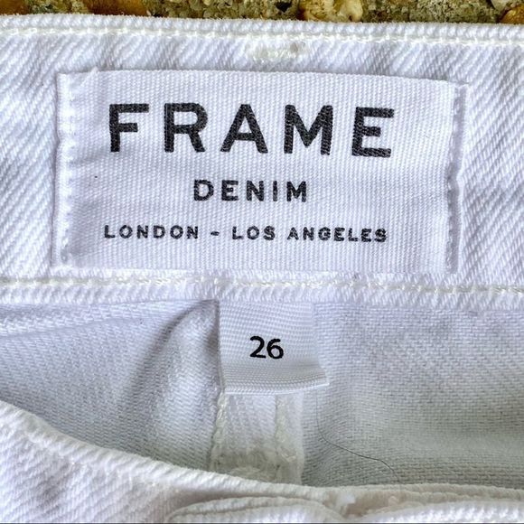 Frame Le Grand Garçon White Denim Mid-Rise Jeans Size 26 - Picture 3 of 12